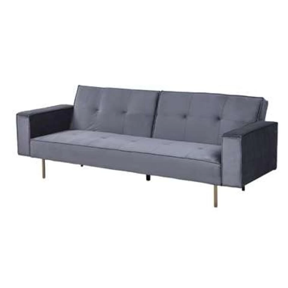 Beliani Driezitsbank - VISNES Grijs Fluweel 4 Beliani Driezitsbank - VISNES Grijs Fluweel - Afbeelding 4