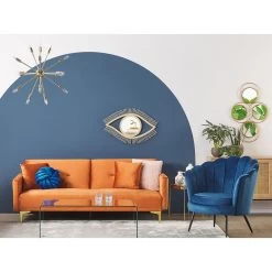 Beliani Driezitsbank - LUCAN Oranje Fluweel -Bankstoel Winkel 0ab025c3b8544666a513edcfea1f68c8