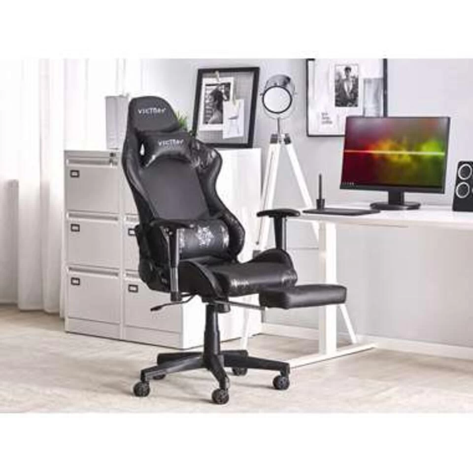 Beliani Gamestoel VICTORY - Zwart Kunstleer 2 Beliani Gamestoel VICTORY - Zwart Kunstleer - Afbeelding 2