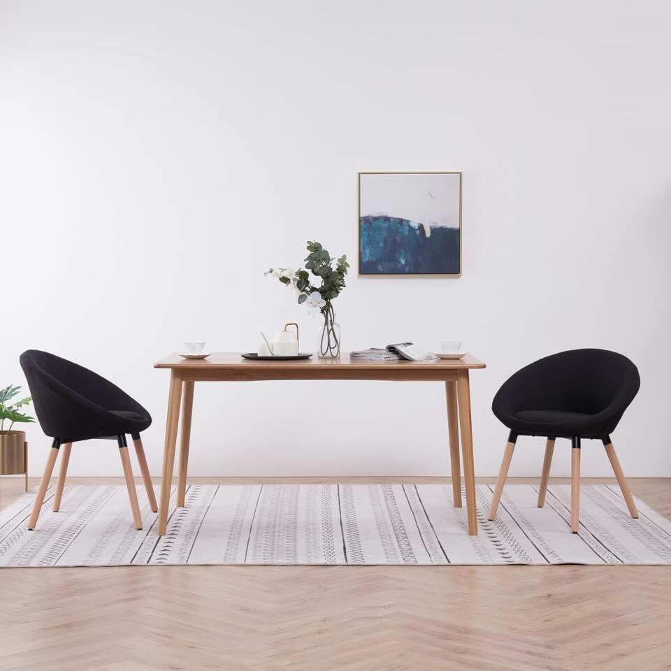 VidaXL Eetkamerstoelen 2 St Stof Zwart 2 VidaXL Eetkamerstoelen 2 St Stof Zwart - Afbeelding 2