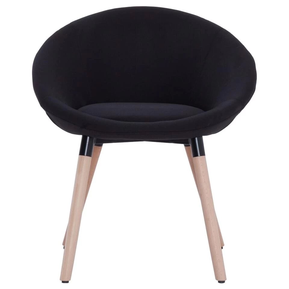 VidaXL Eetkamerstoelen 2 St Stof Zwart 4 VidaXL Eetkamerstoelen 2 St Stof Zwart - Afbeelding 4