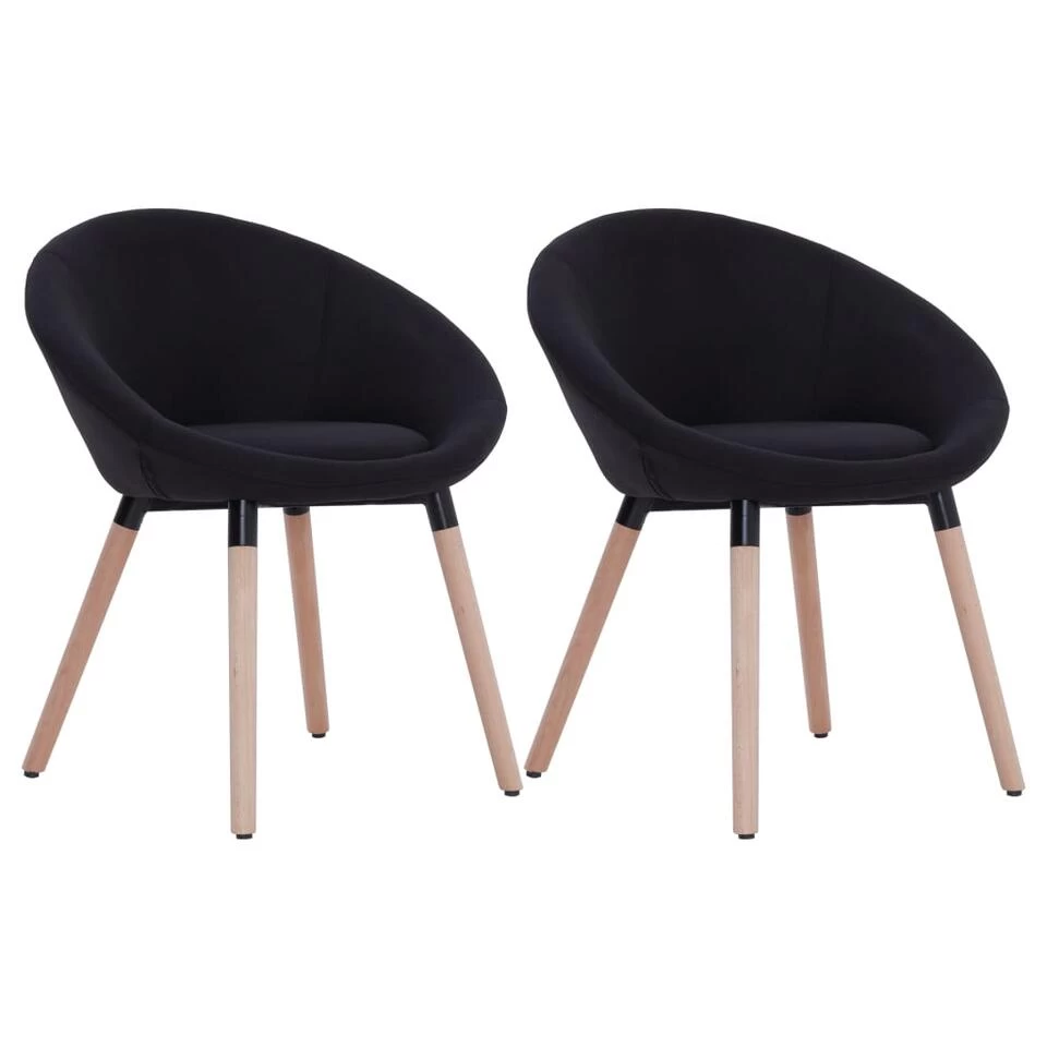 VidaXL Eetkamerstoelen 2 St Stof Zwart 1 VidaXL Eetkamerstoelen 2 St Stof Zwart