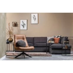 WOOOD Draaifauteuil Skyler - Kunstleer - Cognac - 94x67x85 -Bankstoel Winkel 1000013720 0103