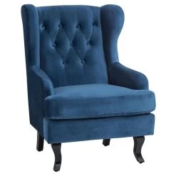Beliani Fauteuil ALTA - Blauw Fluweel