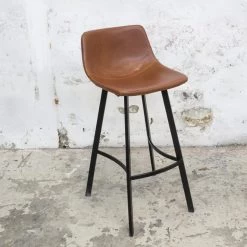 Giga Meubel Barkruk Cognac - Zithoogte 73cm - Metaal & PU Leer - Barkruk Hugo