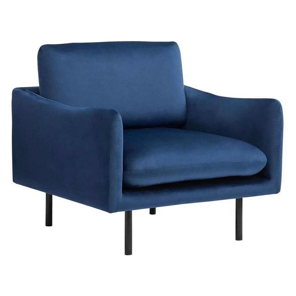 Beliani Fauteuil VINTERBRO - Blauw Fluweel 1 Beliani Fauteuil VINTERBRO - Blauw Fluweel