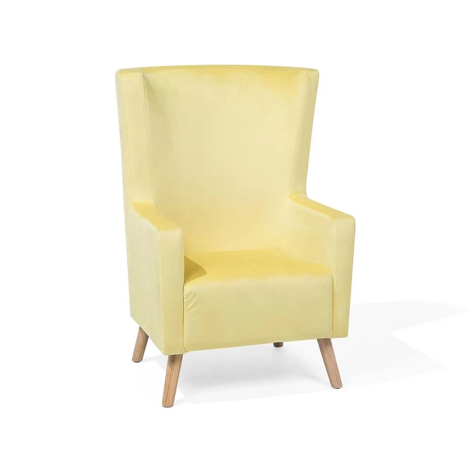 Beliani Oorfauteuil ONEIDA - Geel Fluweel 1 Beliani Oorfauteuil ONEIDA - Geel Fluweel