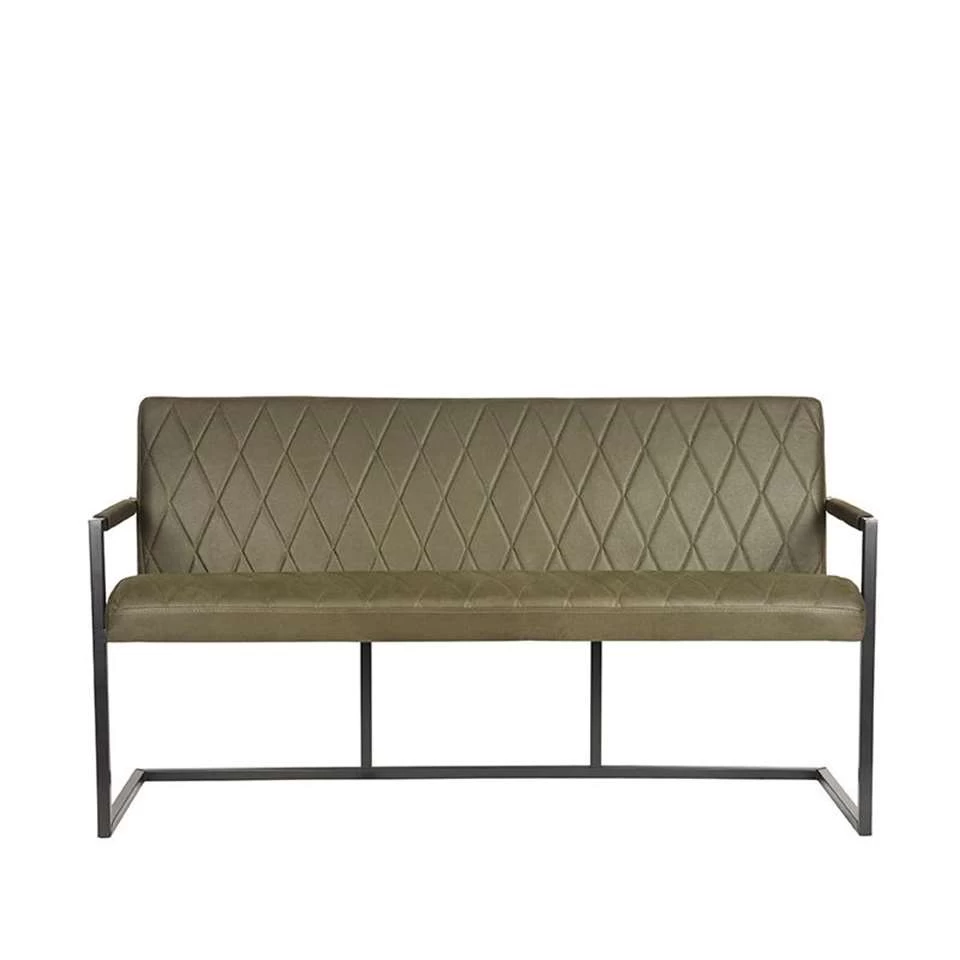 LABEL51 Eetkamerbank Denmark - Army Green - Microfiber - 155 Cm 2 LABEL51 Eetkamerbank Denmark - Army Green - Microfiber - 155 Cm - Afbeelding 2