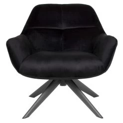 Giga Meubel Velvet Fauteuil Zwart - 78x75x78cm - Metaal - Shannon