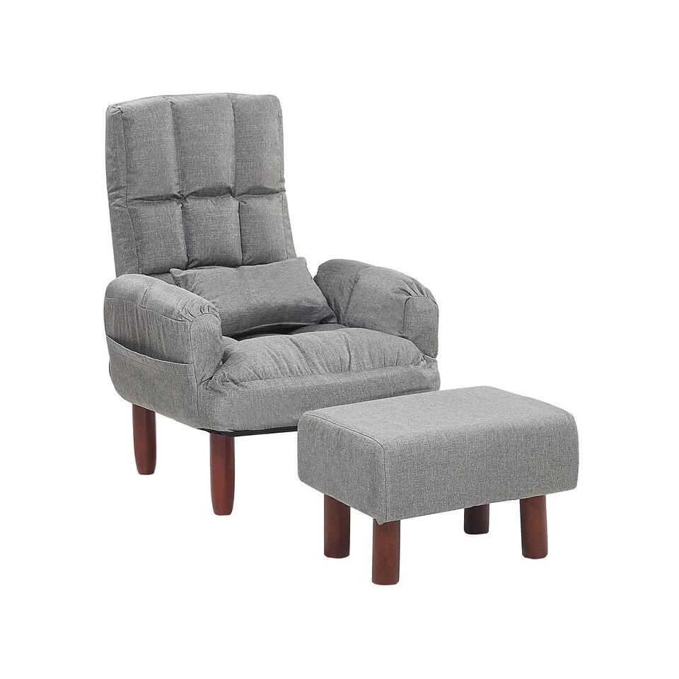 Beliani Fauteuil OLAND - Grijs Polyester 1 Beliani Fauteuil OLAND - Grijs Polyester