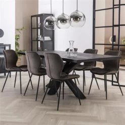 Hoyz - Velvet Stoel - Kuip Zitting - Blauw - 4 Stuks -Bankstoel Winkel 1000041245 0103