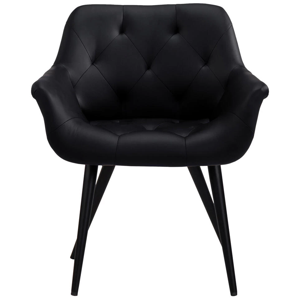 CLP Eetkamerstoel Langford Kunstleer - Zwart 2 CLP Eetkamerstoel Langford Kunstleer - Zwart - Afbeelding 2