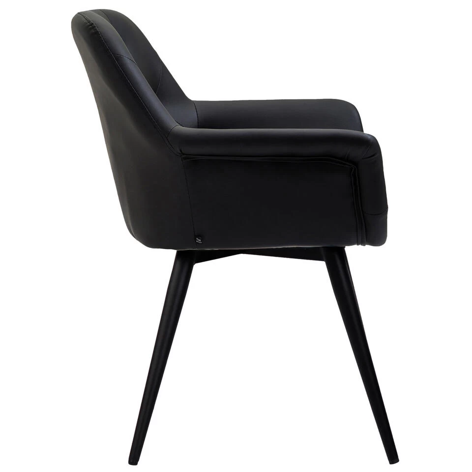 CLP Eetkamerstoel Langford Kunstleer - Zwart 3 CLP Eetkamerstoel Langford Kunstleer - Zwart - Afbeelding 3