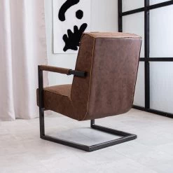 Industriële Leren Fauteuil Bruin Tiger - Leder - Bruin -Bankstoel Winkel 1000041946 0102