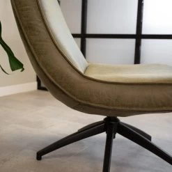 Industriële Draaibare Fauteuil Groen Tommy Eco Leer - Leder - Groen -Bankstoel Winkel 1000041965 0103