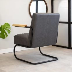 Industriële Fauteuil Lars Antraciet - Kunstleder - Zwart -Bankstoel Winkel 1000041968 0103
