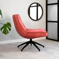 Fauteuil Draaibaar Tommy Velvet Roze - Stof - Roze -Bankstoel Winkel 1000041991 0102