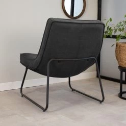 Industriële Fauteuil Antraciet Lowen Eco Leer - Leder - Grijs -Bankstoel Winkel 1000042008 0102