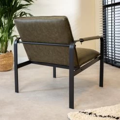 Industriële Fauteuil Mitch Groen - Kunstleder - Groen -Bankstoel Winkel 1000042020 0102