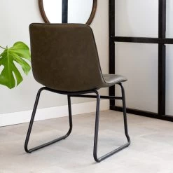 Industriële Eetkamerstoel Mark Groen - Kunstleder - Groen -Bankstoel Winkel 1000042524 0102