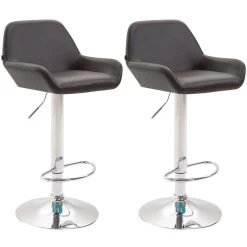 CLP Set Van 2 Barkrukken Braga Chroom Frame Kunstleer - Bruin