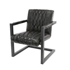 Giga Meubel Fauteuil Pu-Leer Zwart - 62x71x81cm - Stalen Onderstel