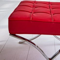 Expo Hocker Rood Premium Leer - Leder - Rood -Bankstoel Winkel 1000049291 0102