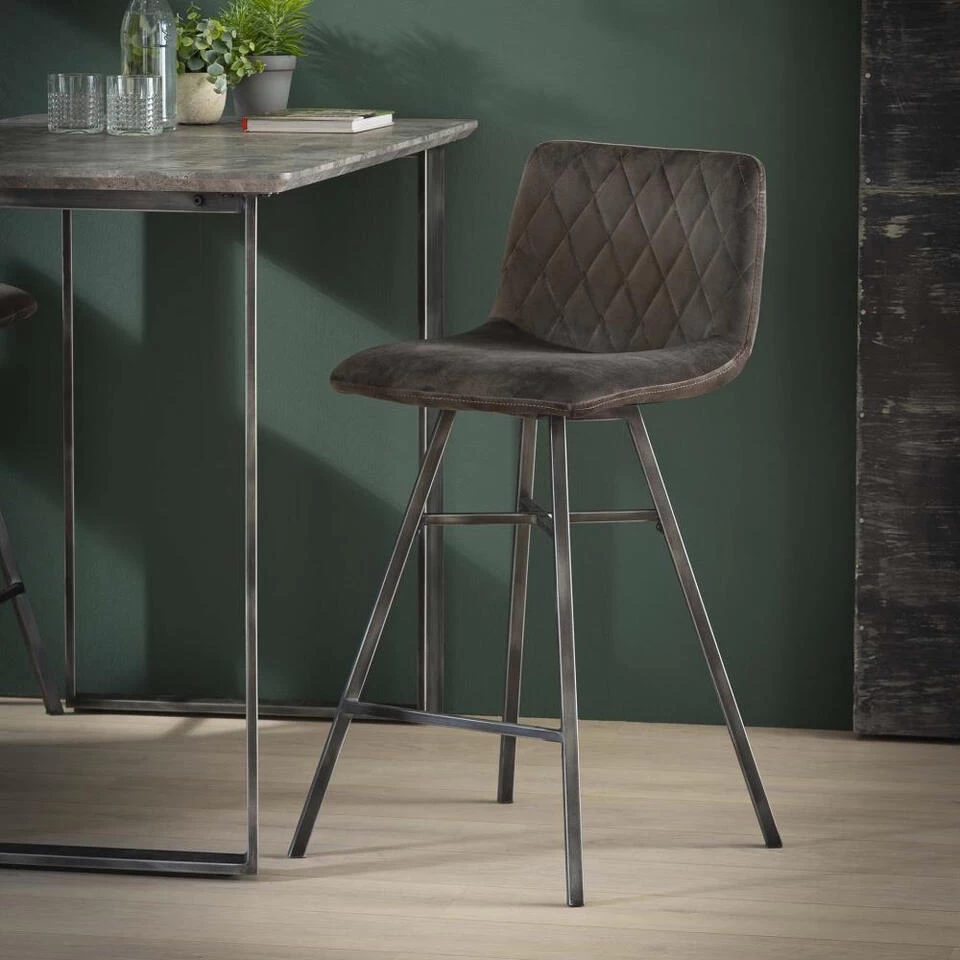 Giga Meubel Barstoel Velvet - Antraciet - Stoel Diamond 2 Giga Meubel Barstoel Velvet - Antraciet - Stoel Diamond - Afbeelding 2