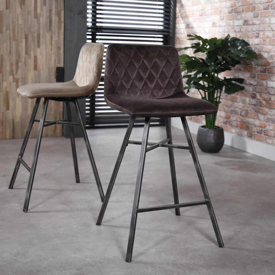 Giga Meubel Barstoel Velvet - Antraciet - Stoel Diamond 3 Giga Meubel Barstoel Velvet - Antraciet - Stoel Diamond - Afbeelding 3