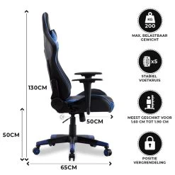 Gamestoel Las Vegas - Zwart / Blauw - Gaming Stoel - Bureaustoel -Bankstoel Winkel 1000050256 0102