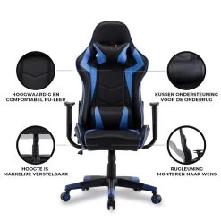 Gamestoel Las Vegas - Zwart / Blauw - Gaming Stoel - Bureaustoel -Bankstoel Winkel 1000050256 0103
