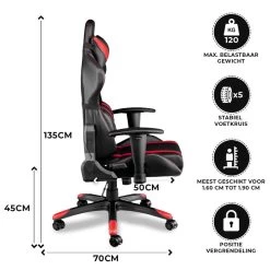 Ocazi Chicago Gaming Stoel - Bureaustoel - Zwart/Rood 6 Ocazi Chicago Gaming Stoel - Bureaustoel - Zwart/Rood -Bankstoel Winkel 1000050275 0102