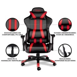 Ocazi Chicago Gaming Stoel - Bureaustoel - Zwart/Rood 7 Ocazi Chicago Gaming Stoel - Bureaustoel - Zwart/Rood -Bankstoel Winkel 1000050275 0103