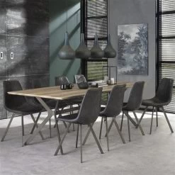 Industriële Eetkamerstoel Benjie Antraciet Kunstleer - Kunstleder - Zwart -Bankstoel Winkel 1000051905 0103