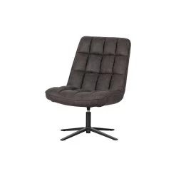 WOOOD Dirkje Draaifauteuil - Leerlook - Zwart - 101x70x85 -Bankstoel Winkel 1000052486 0103