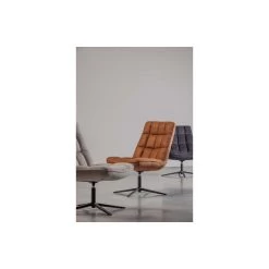 WOOOD Dirkje Draaifauteuil - Leerlook - Cognac - 101x70x85 -Bankstoel Winkel 1000052487 0102