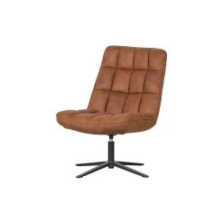 WOOOD Dirkje Draaifauteuil - Leerlook - Cognac - 101x70x85 -Bankstoel Winkel 1000052487 0103