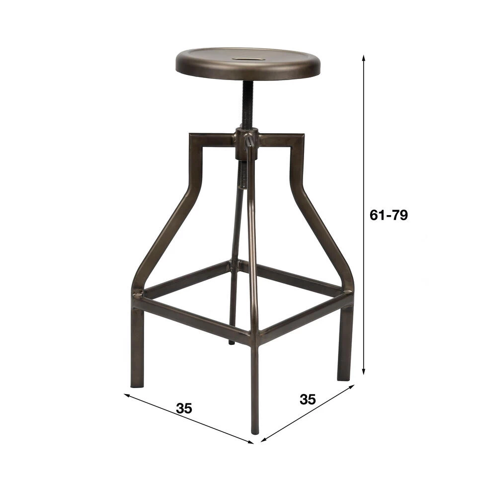 Giga Meubel Barkruk Zwart - Staal - Verstelbaar - Kruk Bistro 3 Giga Meubel Barkruk Zwart - Staal - Verstelbaar - Kruk Bistro - Afbeelding 3