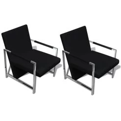 VidaXL Fauteuils 2 St Met Chroom Frame Kunstleer Zwart