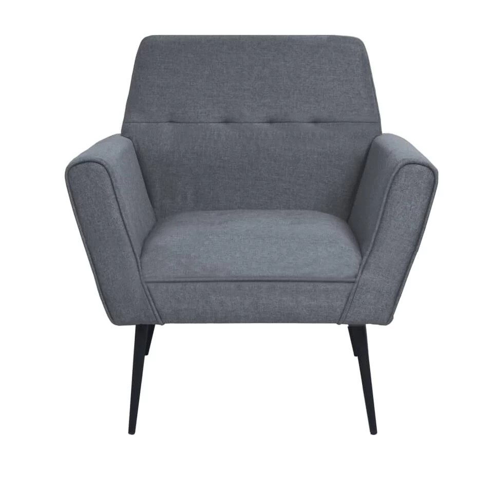 VidaXL Fauteuil Staal En Stof Lichtgrijs 3 VidaXL Fauteuil Staal En Stof Lichtgrijs - Afbeelding 3