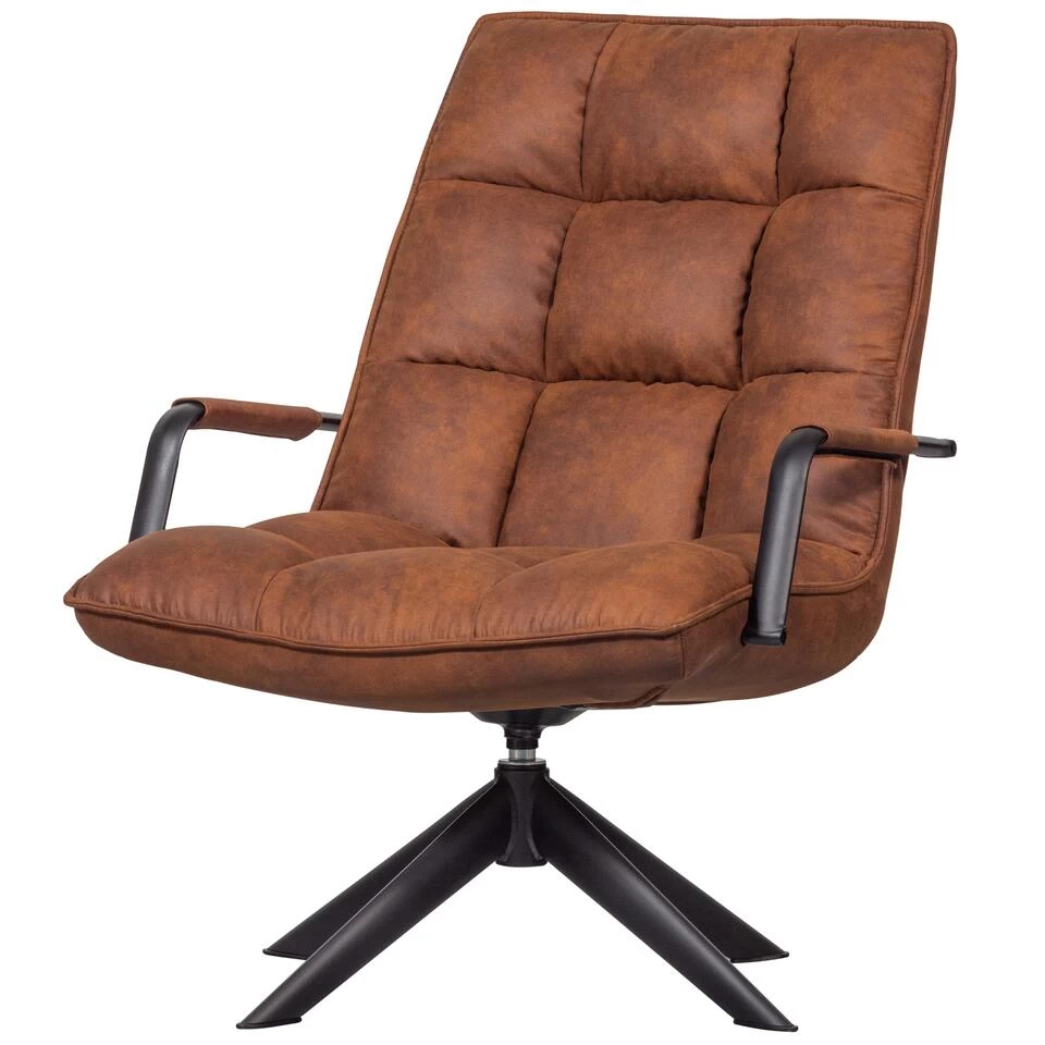 WOOOD Jouke Draaifauteuil Met Armleuning - Kunstleer - Cognac - 96x70x85 1 WOOOD Jouke Draaifauteuil Met Armleuning - Kunstleer - Cognac - 96x70x85