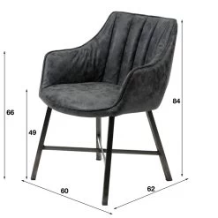 Giga Meubel Eetkamerfauteuil Zwart - PU-Leer - RVS Onderstel -Bankstoel Winkel 1000065947 0103