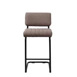 Giga Meubel Barstoel Bouclé Taupe - Metalen Onderstel - Stoel Harley