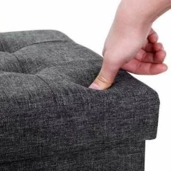 Poef - Opvouwbaar - Zonder Poten - Stof - 38 Cm - Donkergrijs -Bankstoel Winkel 1000068042 0102