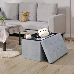 ACAZA Poef - Opvouwbaar - Zonder Poten - Stof - 76 Cm - Lichtgrijs -Bankstoel Winkel 1000068046 0103