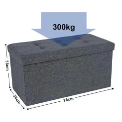 ACAZA Poef - Opvouwbaar - Zonder Poten - Stof - 76 Cm - Donkergrijs -Bankstoel Winkel 1000068049 0103