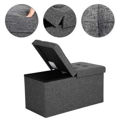 ACAZA Poef - Opvouwbaar - Zonder Poten - Stof - 76 Cm - Donkergrijs -Bankstoel Winkel 1000068052 0102