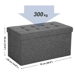 ACAZA Poef - Opvouwbaar - Zonder Poten - Stof - 76 Cm - Donkergrijs -Bankstoel Winkel 1000068052 0103