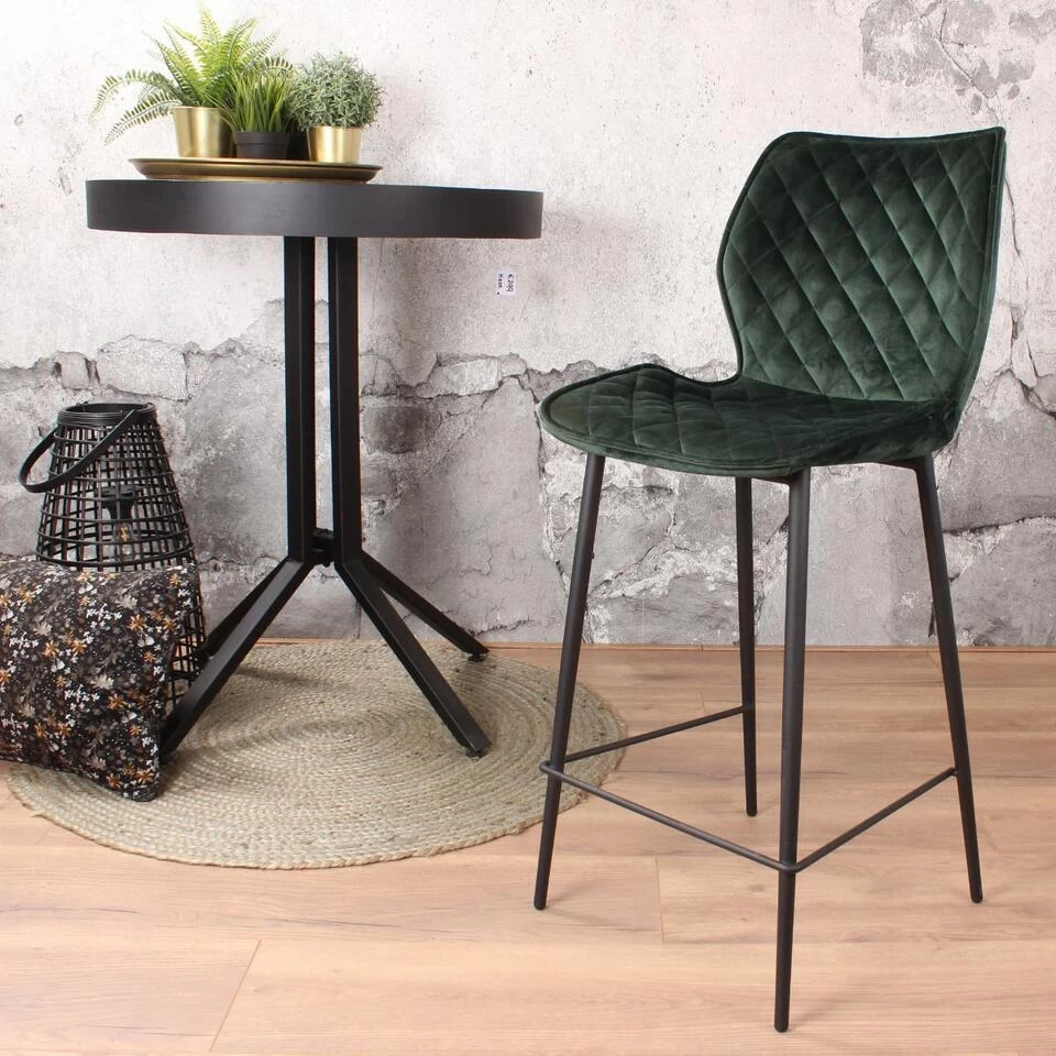 DS4U® Ruby Barkruk Velvet - Stof - Groen 2 DS4U® Ruby Barkruk Velvet - Stof - Groen - Afbeelding 2