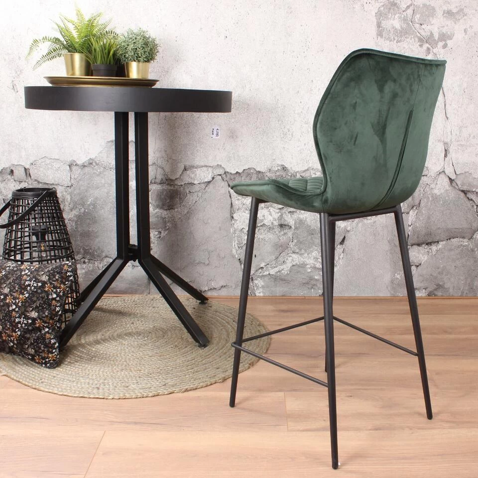 DS4U® Ruby Barkruk Velvet - Stof - Groen 4 DS4U® Ruby Barkruk Velvet - Stof - Groen - Afbeelding 4